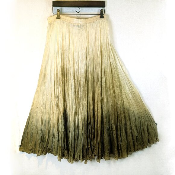 Cream to Olive Ombre Silk Skirt Size M/L by The Limited - Picture 1 of 3